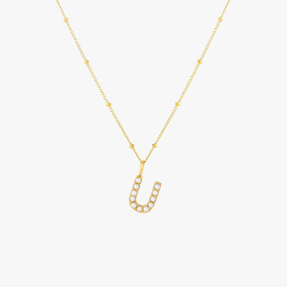 Mother-of-Pearl Initial Necklace, A–Z