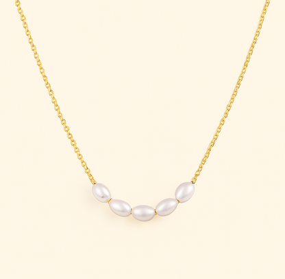 Five Pearl Detail Chain Necklace — Kona