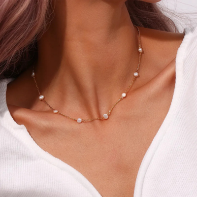 Pearl Station Chain Necklace — Laney