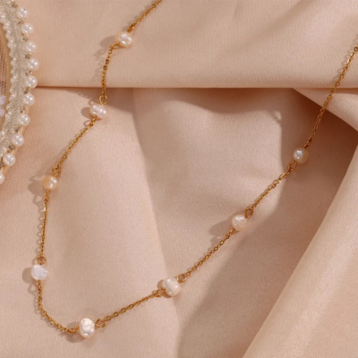Pearl Station Chain Necklace — Laney
