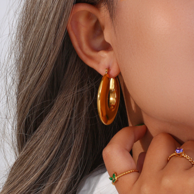 Broad Disc Hoop Earrings — Lille