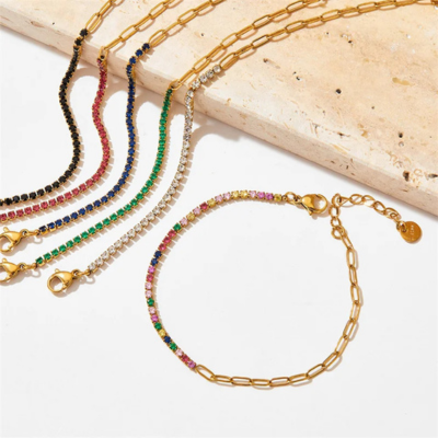 Half Tennis Paperclip Bracelet — Fae