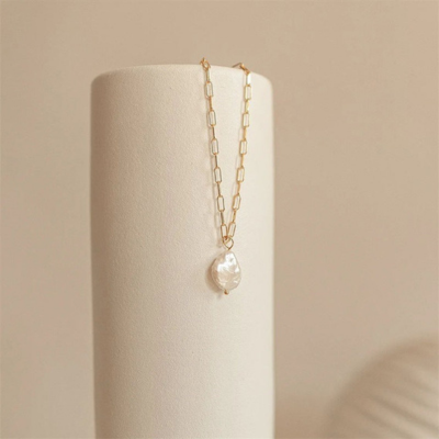 Pearl Pendant Paperclip Necklace — Kos