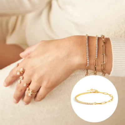 Half Tennis Paperclip Bracelet — Fae
