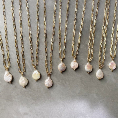 Pearl Pendant Paperclip Necklace — Kos