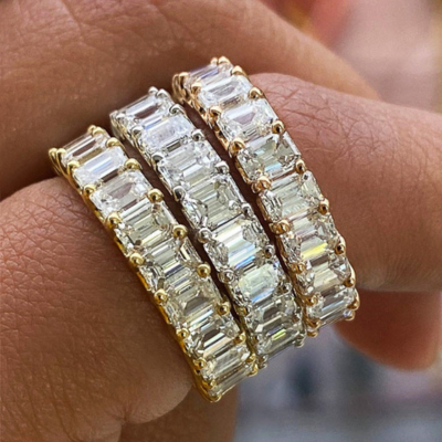 Emerald-Cut Crystal Band Ring — Athena