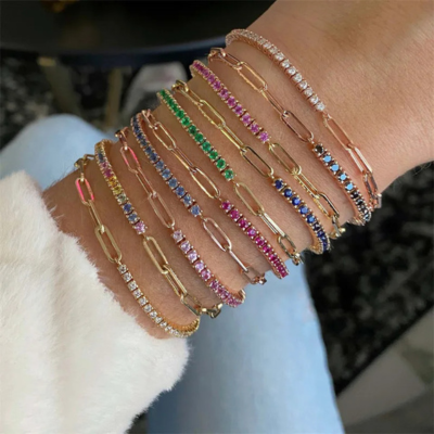 Half Tennis Paperclip Bracelet — Fae