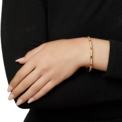 Pave Screw Detail Bangle — Malaga