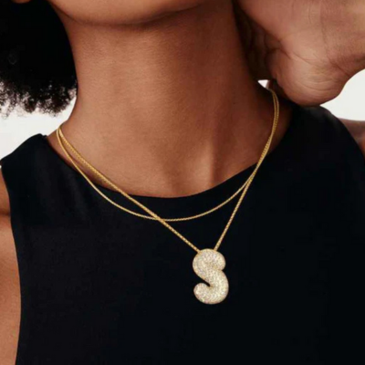 Bubble Initial Crystal Necklace, A–Z, 18 in