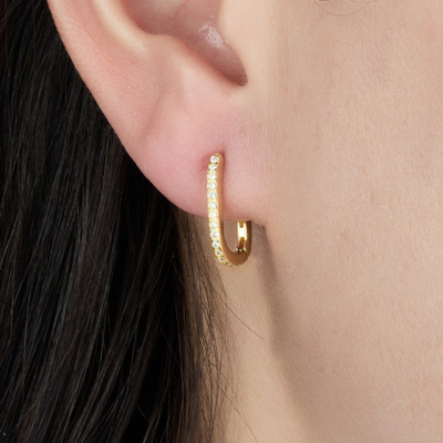 Rectangular Crystal Hoop Earrings — Melissa