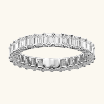 Emerald-Cut Crystal Band Ring — Athena