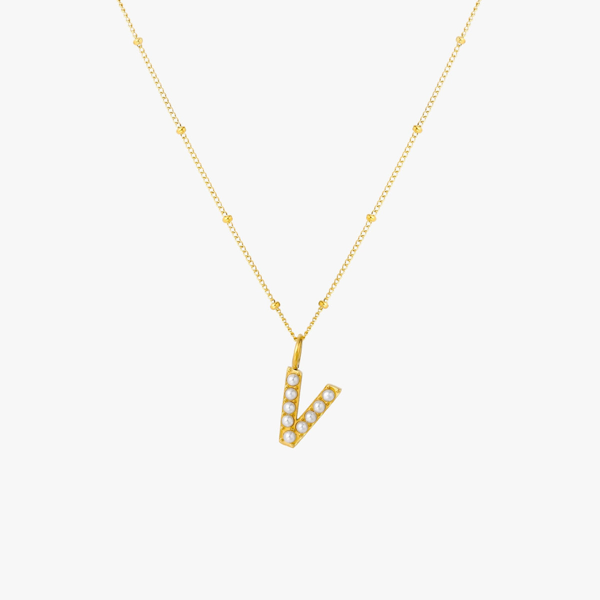 Mother-of-Pearl Initial Necklace, A–Z