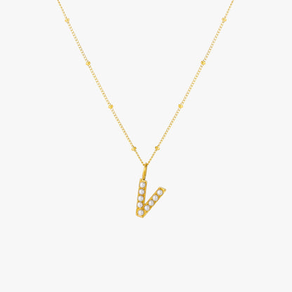 Mother-of-Pearl Initial Necklace, A–Z