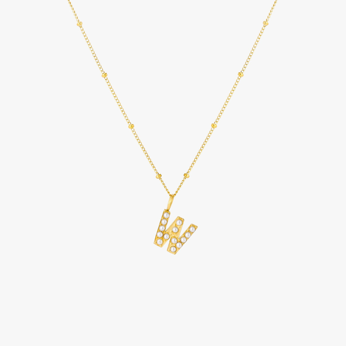Mother-of-Pearl Initial Necklace, A–Z