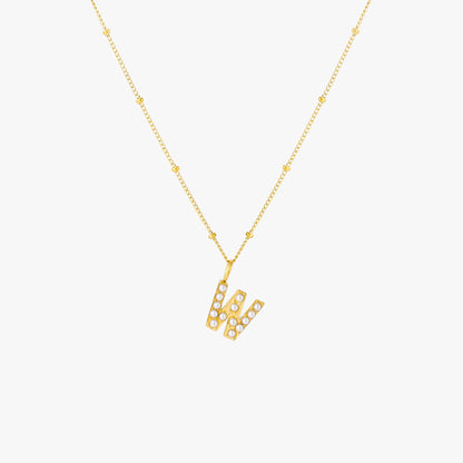 Mother-of-Pearl Initial Necklace, A–Z