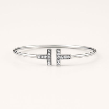 T-Shaped Zirconia Detail Cuff — Tess