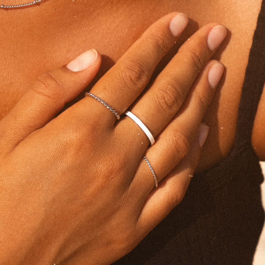 White Enamel Band Ring, 2.7 mm — Halo