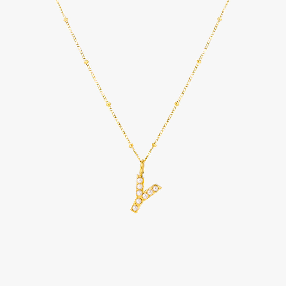 Mother-of-Pearl Initial Necklace, A–Z