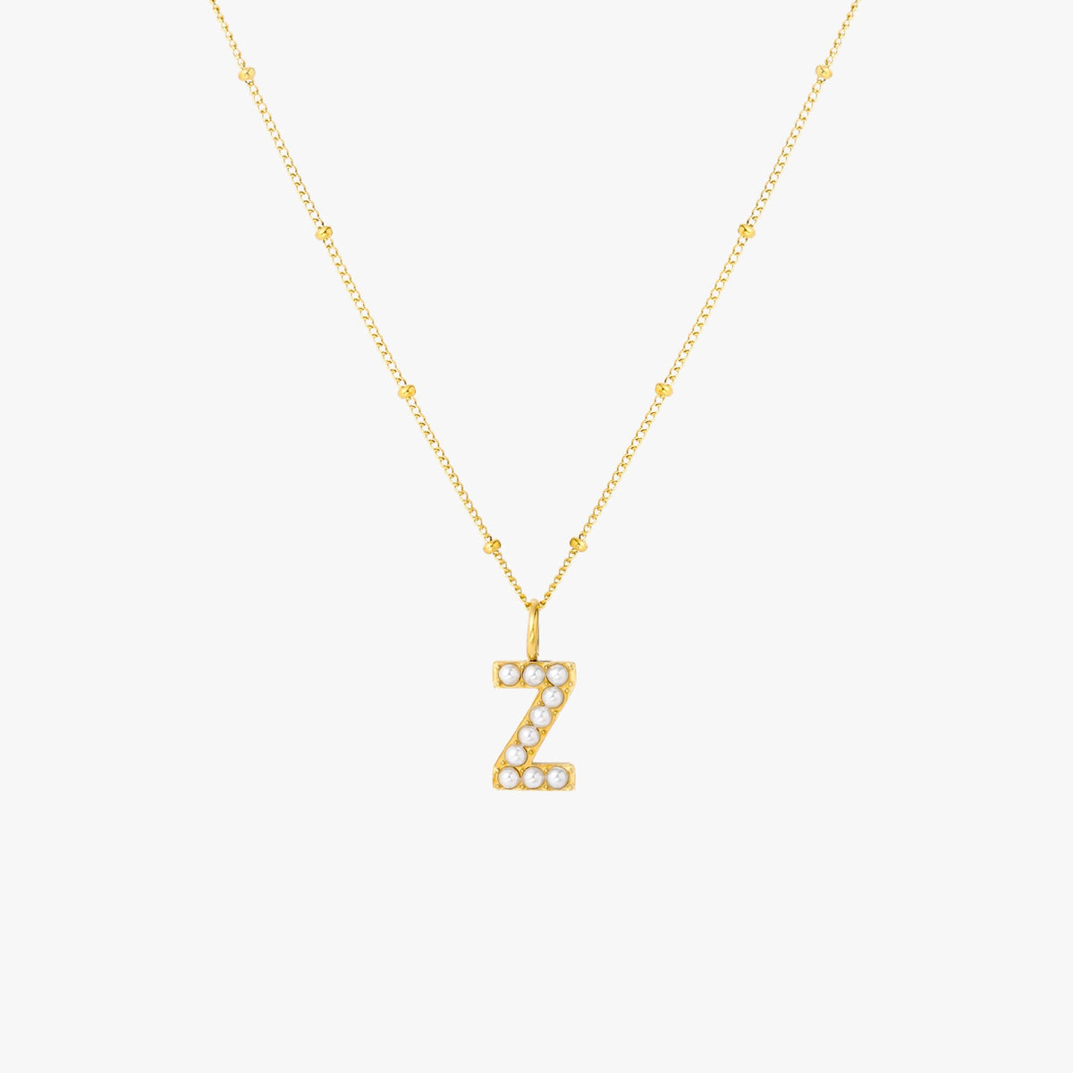 Mother-of-Pearl Initial Necklace, A–Z