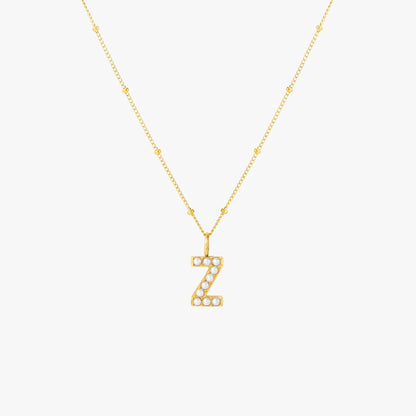 Mother-of-Pearl Initial Necklace, A–Z