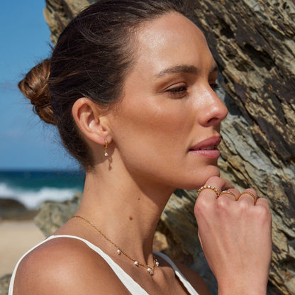 Zircon Drop Hoop Earrings, 8 mm