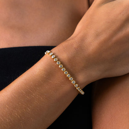 Round Zircon Tennis Bracelet, 17 cm, Steel
