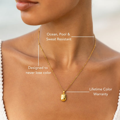 Scarab Pendant Necklace, 22 mm, Steel