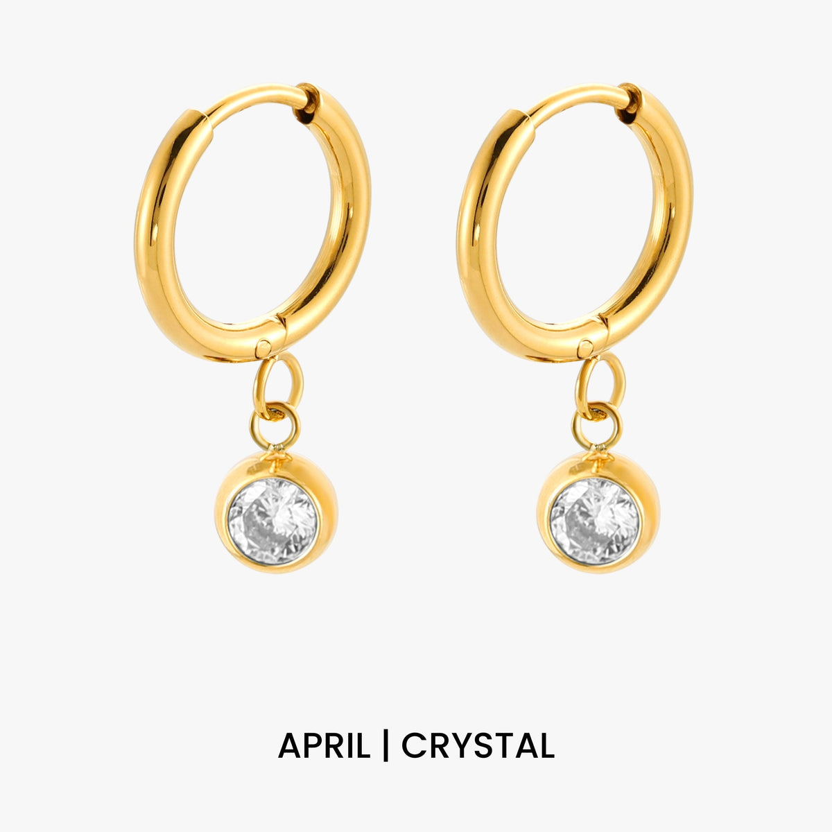 Birthstone Color CZ Charm Hoop Earrings