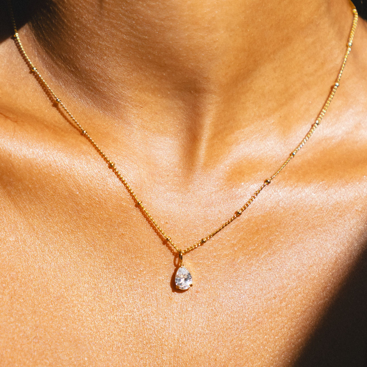 White Teardrop Pendant Necklace — Astra