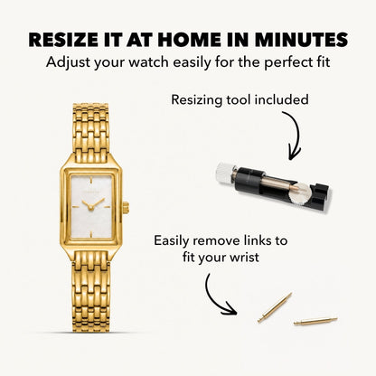Rectangular Mother-of-Pearl Quartz Watch — Astra