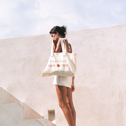 Printed Beach Tote Bag, 45 × 34 cm, Zip Pocket