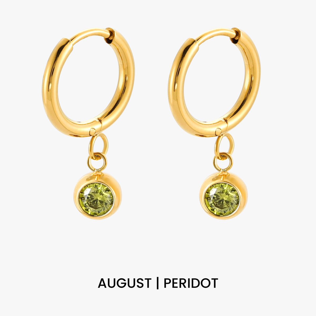 Birthstone Color CZ Charm Hoop Earrings