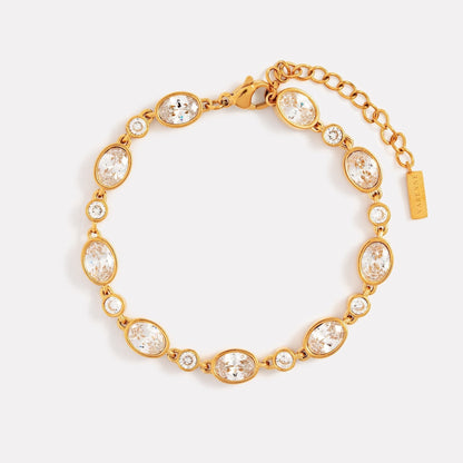 Bezel Set Zircon Station Bracelet — Aura