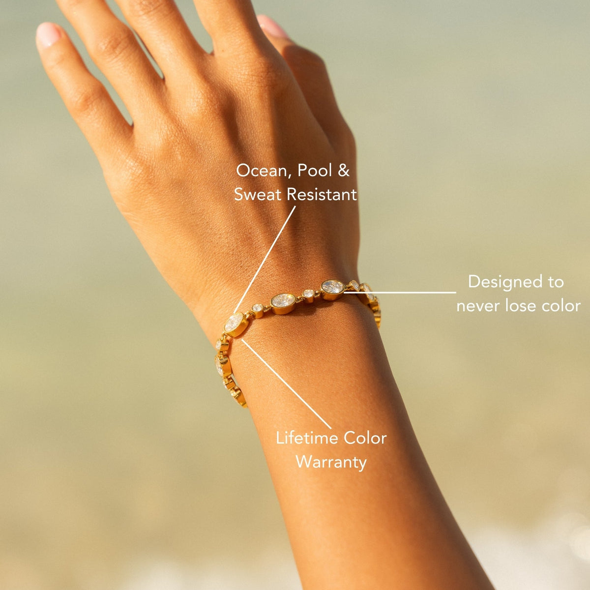 Bezel Set Zircon Station Bracelet — Aura