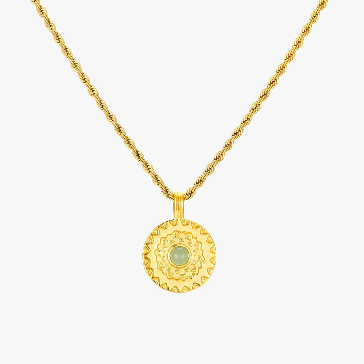 Aventurine Sun Medallion Necklace — Inca