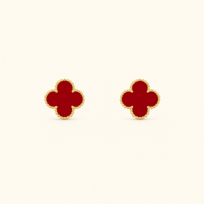 Red Clover Necklace Bracelet Earrings Set