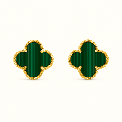 Green Clover Necklace Bracelet Earrings Set