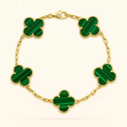 Green Clover Necklace Bracelet Earrings Set