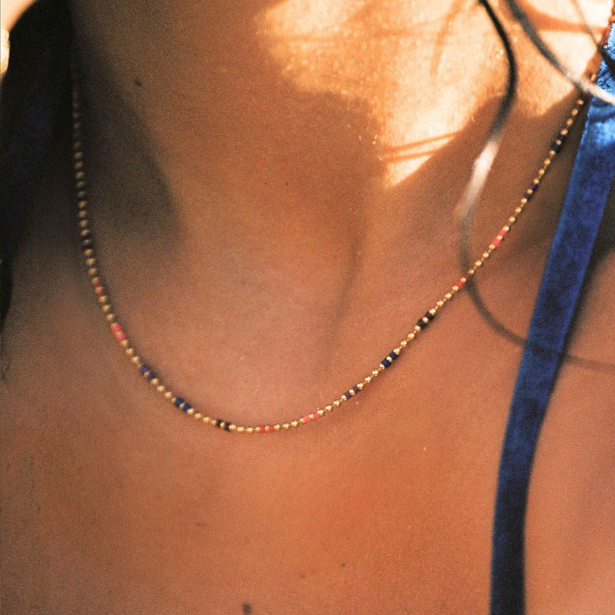 Multicolor Beaded Choker, 39 cm — Bahía