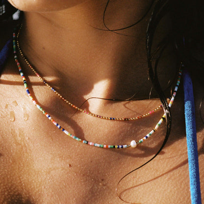 Multicolor Beaded Choker, 39 cm — Bahía