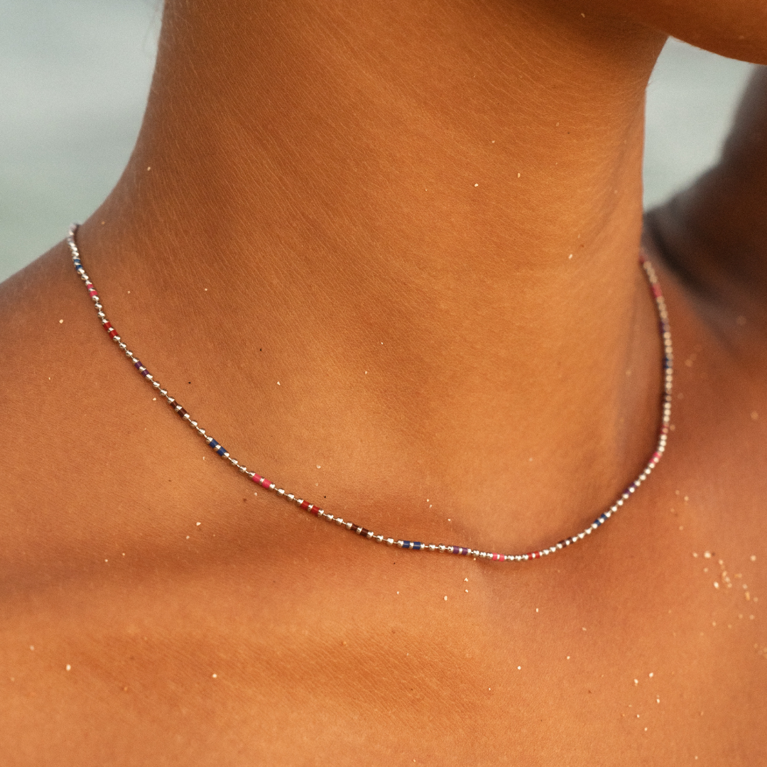 Multicolor Beaded Choker, 39 cm — Bahía