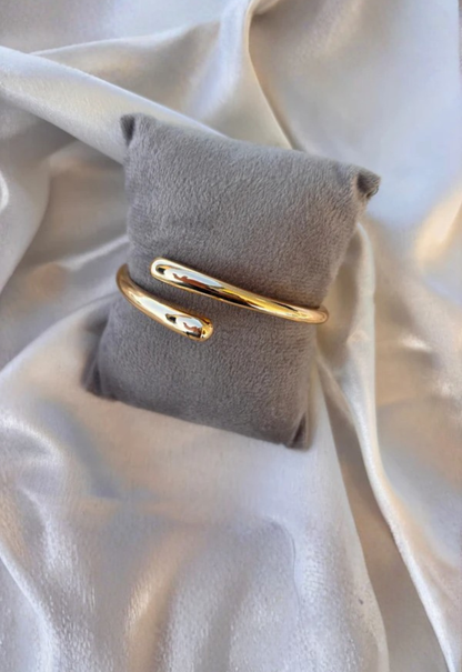 Open Overlap Bangle Bracelet, Gold-Plated Stainless Steel