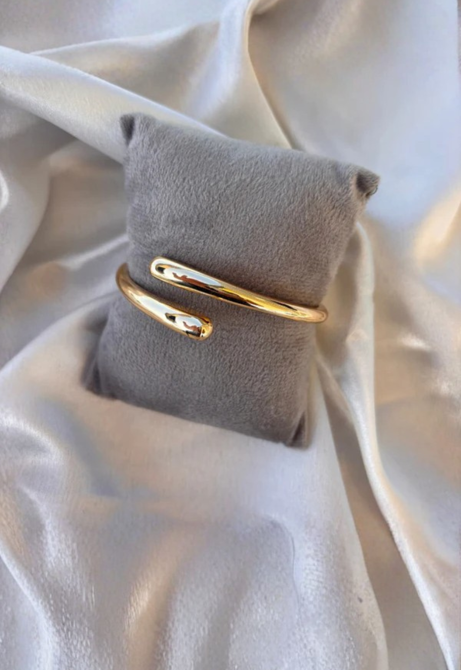 Open Overlap Bangle Bracelet, Gold-Plated Stainless Steel