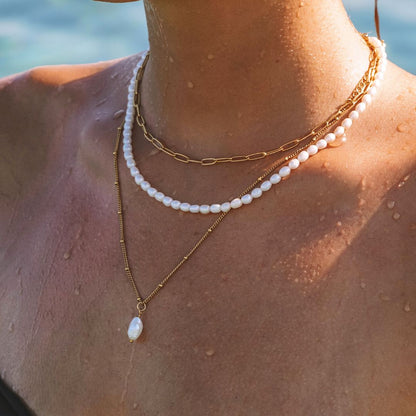 Baroque Freshwater Pearl Pendant Necklace, 8 mm