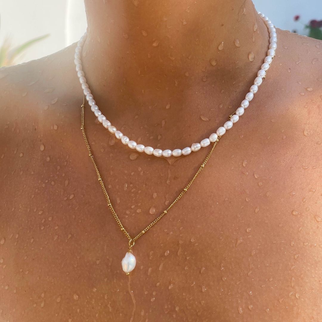 Baroque Freshwater Pearl Pendant Necklace, 8 mm