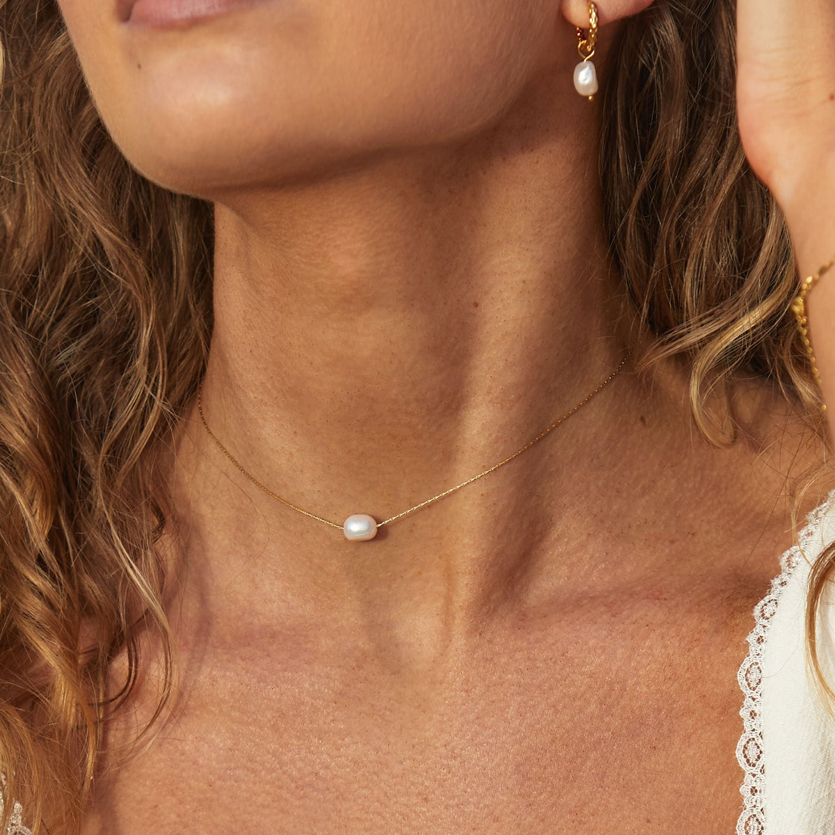 Single Baroque Freshwater Pearl Choker, 35 cm