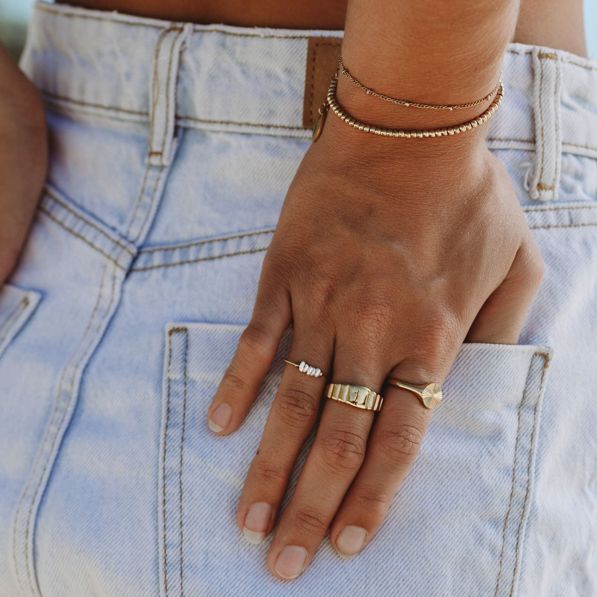 Metal Bead Bracelet, 3 mm × 16 cm