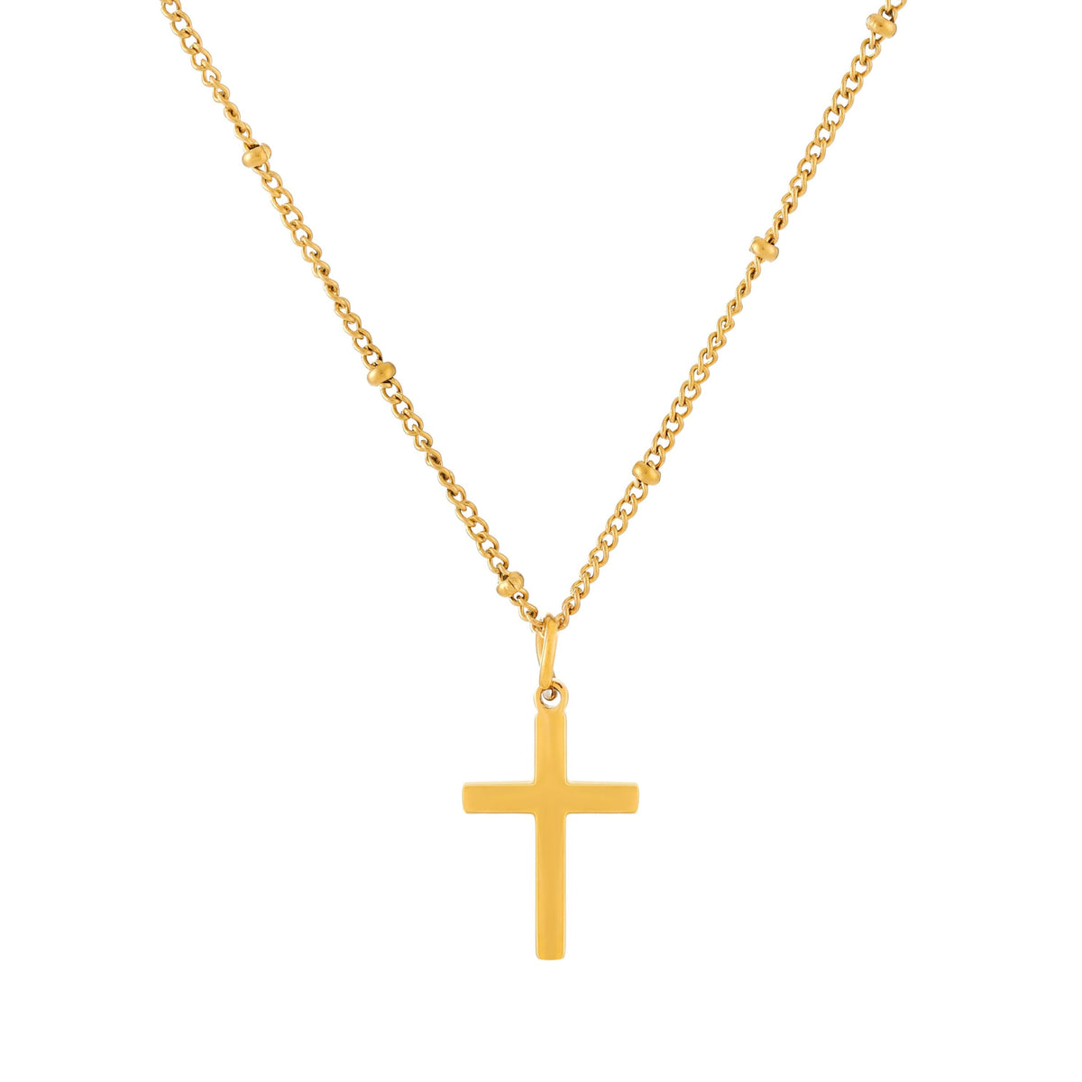 Small Cross Beaded Chain Necklace, 45 cm