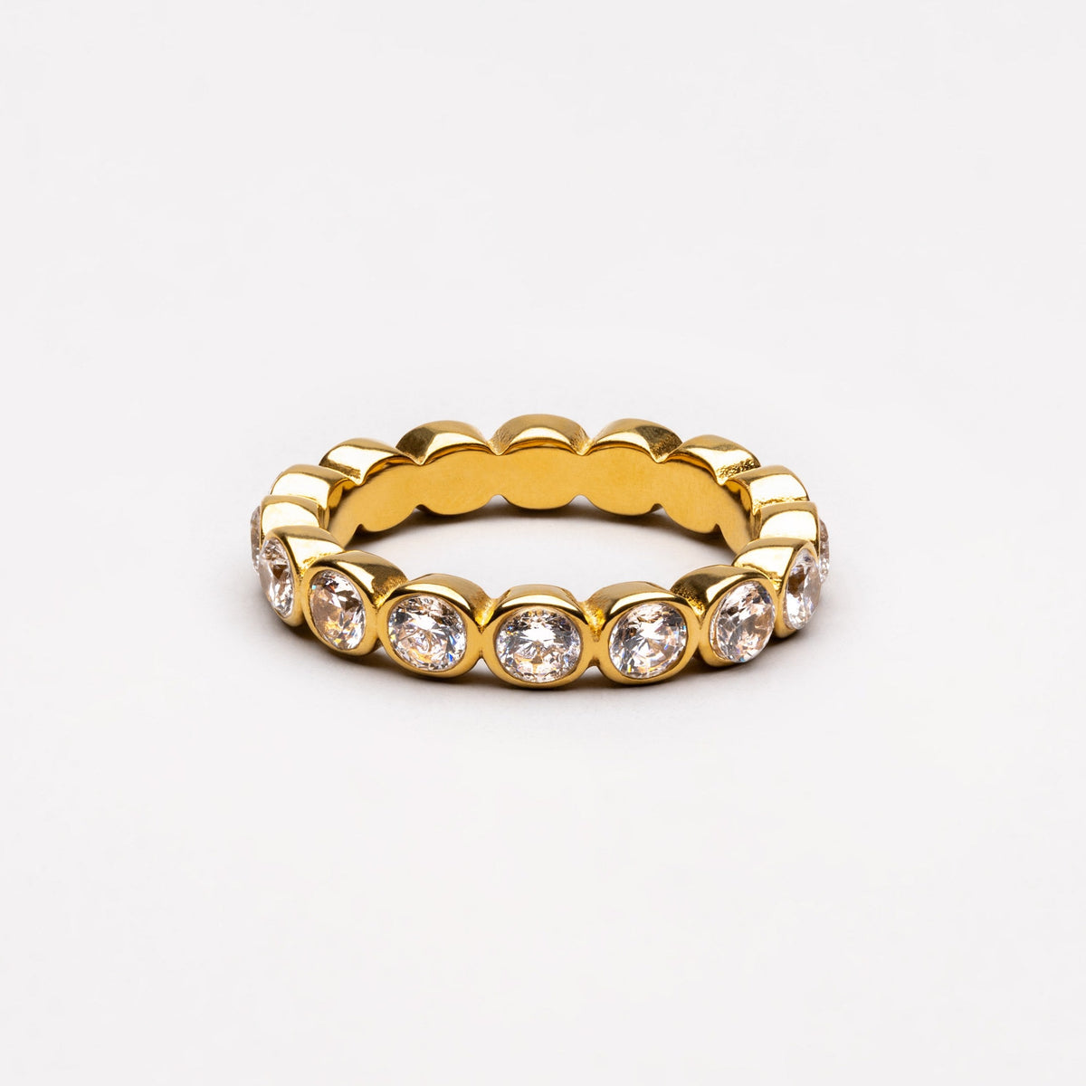 Beaded Zircon Eternity Band Ring, Stainless Steel