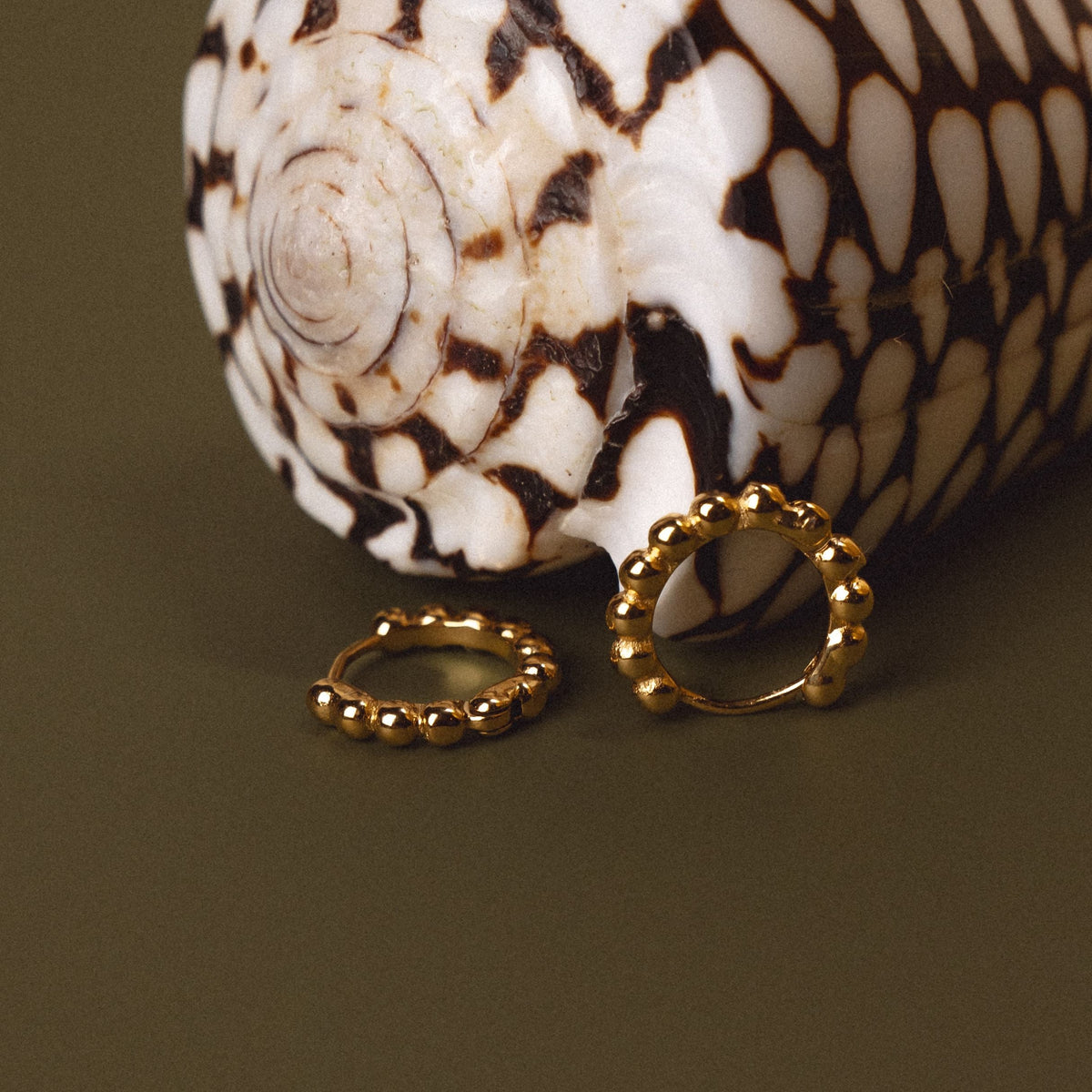 Beaded Edge Hoop Earrings, 9 mm